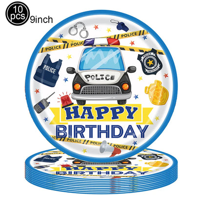 5th Birthday Police Party Blue Car Helicopter Foil Balloons for Boys Baby Shower Police Birthday Party Decoration