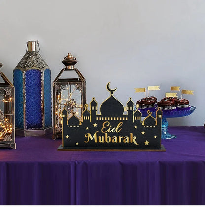 EID Mubarak Decoration Wooden Ornaments Ramadan Decoration 2025 For Home Ramadan Kareem Islamic Muslim Party Eid Al Adha Gifts