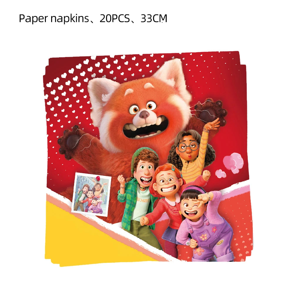 Disney Turning Red Party Supplies Paper Napkin Tablecloth Plates Balloons Panda Theme Baby Shower Kids Birthday Party Decoration
