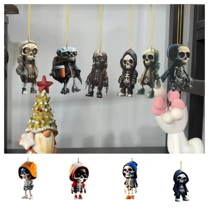 Hangings Decor Skeleton Car Mirror Dangle Acrylic Spooky Swing Pendant Halloween Car Rearview Mirror Hangings