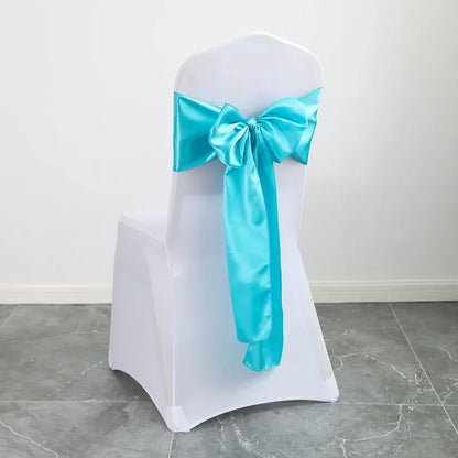 Wedding Decoration Chair Satin Sash Bow Tie Self TIe For BIrthday Party Festival Hotel Holiday Shiny Look Luxury Dining Room