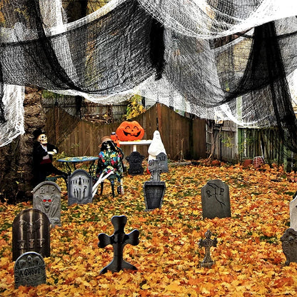 Creepy Cloth Spooky Halloween Decoration White Black Gauze Window Door Cover Scary Party Horror House Props Hallow Home Supplies