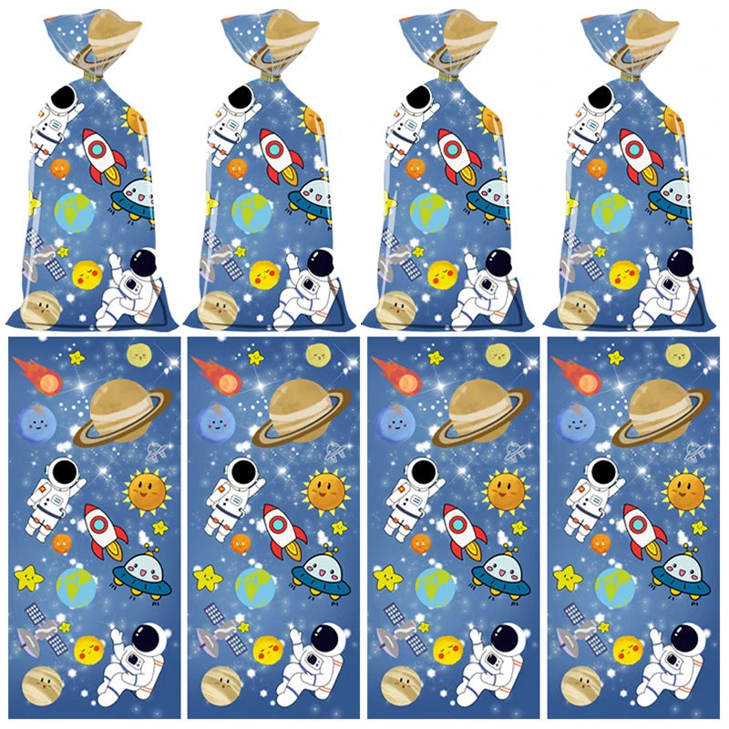50Pcs Space Astronaut Plastic Gift Bag Astronaut Wonderful Galaxy Theme Birthday Party Gift Bag