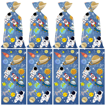 50Pcs Space Astronaut Plastic Gift Bag Astronaut Wonderful Galaxy Theme Birthday Party Gift Bag