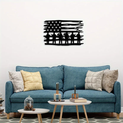 Custom American Patriot Soldier Metal Sign – Personalized Name for Independence Day Decor, Fourth of July Wall Art, Unique Gift