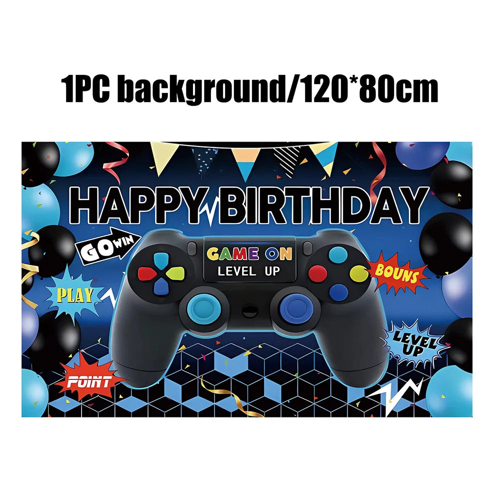 Video Game Birthday Party Decoration Video Game Happy Birthday Paper Plates Cups Napinks Tablecloth Background Balloons Supplies