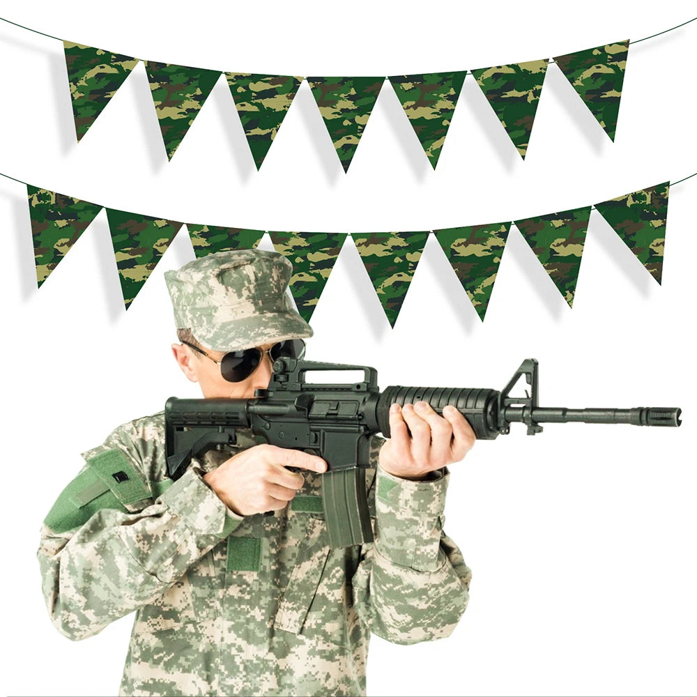 Army Party Tableware Camouflage Green Plates Cups Tablecloths Camouflage Balloons Military Theme Birthday Party Decorations