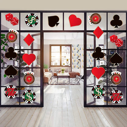 Casino Birthday Decorations Las Vegas Party Foil Curtains Backdrop Balloon New Years Eve Party Poker Decor Supplies