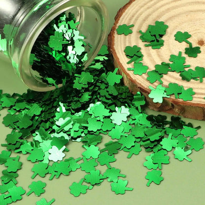 15g/30g St Patricks Day Table Decoration Sequins PVC Green Shamrock Confetti for Irish Festival Holiday Party Home Decoration