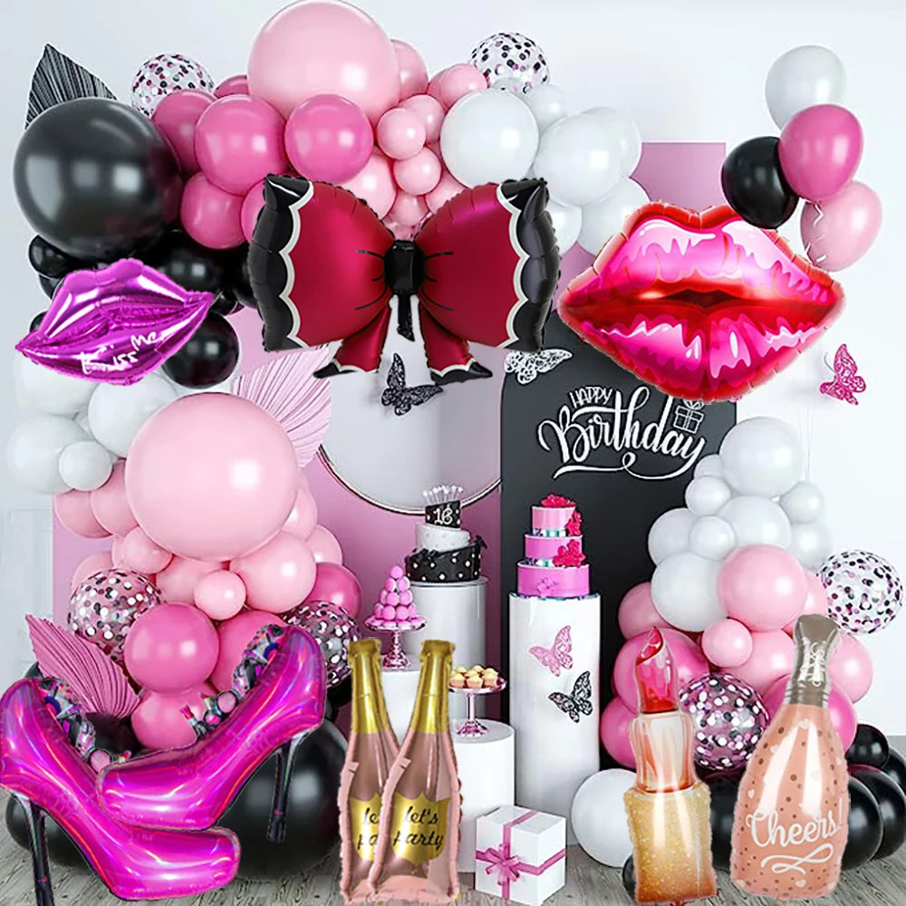 Sexy Lingerie Aluminum Foil Balloon Bachelorette Party Whiskey Red Lips High Heel Adult Party Bride Wedding Hen Night Decoration