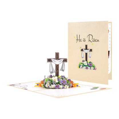 Happy Easter Pop Up Card - 3D Bunny Egg Flowers Basket Greeting Card for Easter