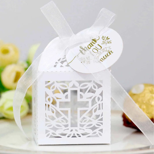 10pcs Crossing Candy Dragee Boxes Angel Gift Box Baby Shower Baptism Birthday First Communion Christening Wedding Decor