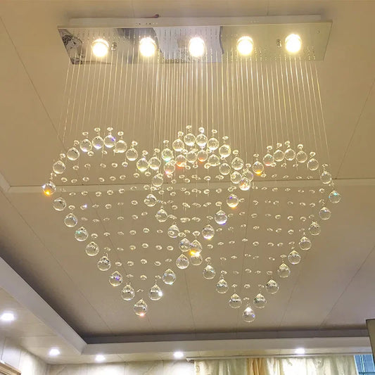 Dining room crystal chandelier long dining table bar lamp creative modern minimalist girl bedroom love crystal lamp room