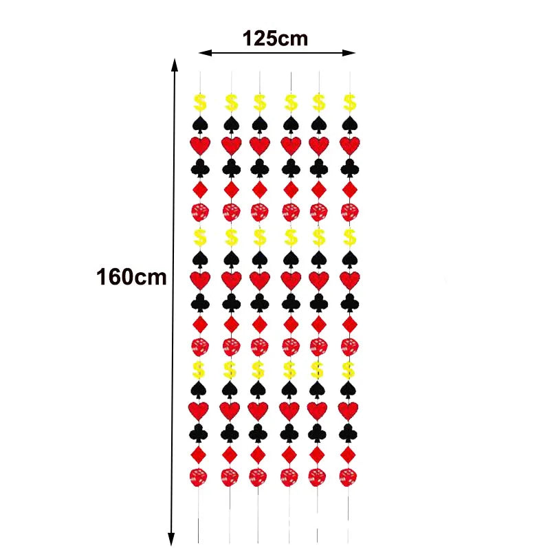 Las Vegas Theme Casino Backdrop Hanging decor Garland Banner Poker tablecloth table cover Casino Night Poker Party Decorations