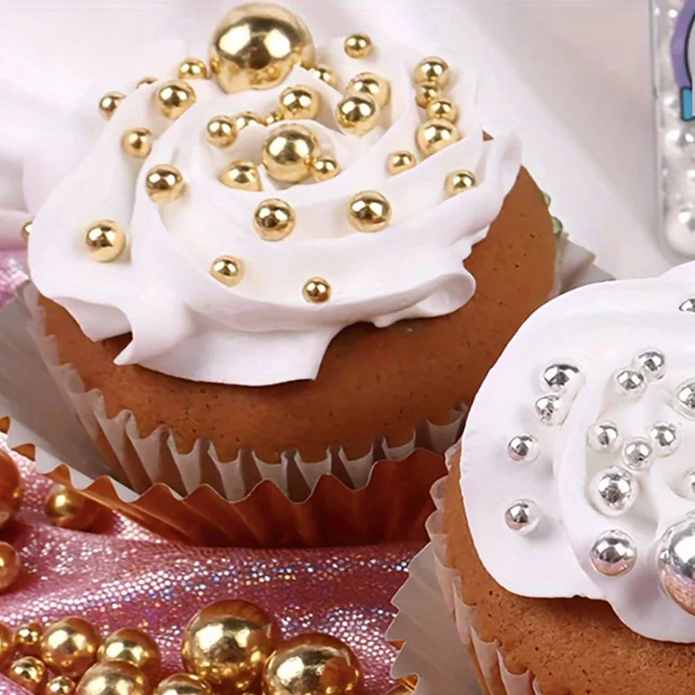 85g Golden Beads Cake Topper for Birthday Wedding Valentine's Day Party DIY Cake Decoration Not Edible for Decoration Only