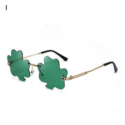 1pc St. Patrick's Day Irish Shamrock Sunglasses Green Four Leaf Clover Leprechaun Costume Glasses Party DIY  Decor Supplies