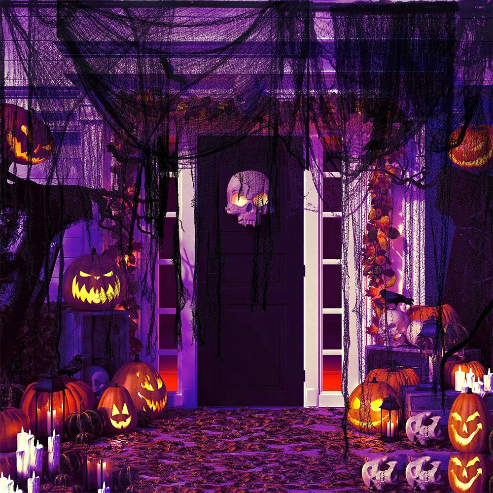 Creepy Cloth Spooky Halloween Decoration White Black Gauze Window Door Cover Scary Party Horror House Props Hallow Home Supplies