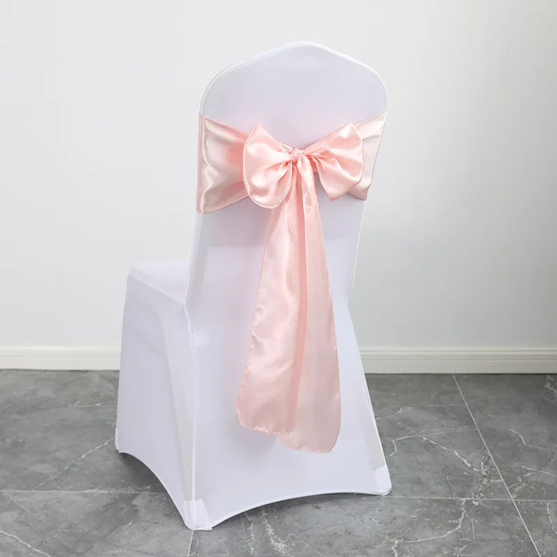 Wedding Decoration Chair Satin Sash Bow Tie Self TIe For BIrthday Party Festival Hotel Holiday Shiny Look Luxury Dining Room