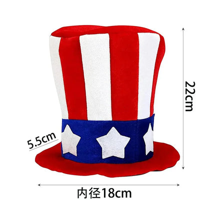 Party Velvet Hat Red White Blue Independence Day Flag Hat Uncle Sam Dress Up Top Hat