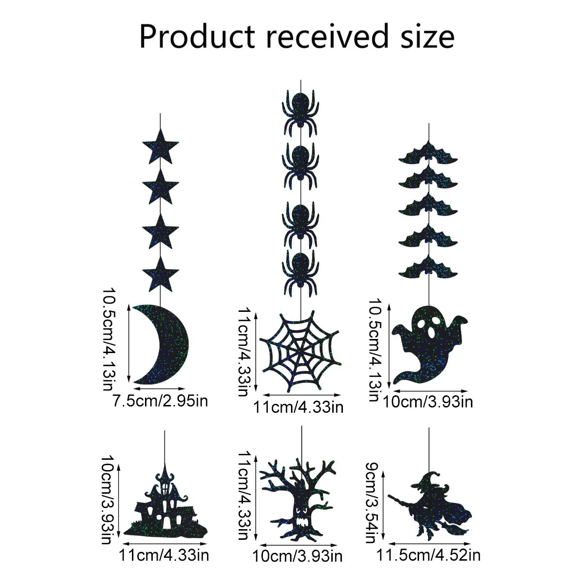 6pcs Halloween Hanging Banner Garland Scary Spider Witch Ghost Bat Pendant Ornament Happy Halloween Party Decorations for Home