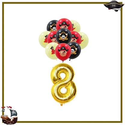 Pirate Birthday Party Decoration Balloon Tableware Tablecloth Backdrop Hanging Banner Cake Toppers For Kids Party Event Supplies