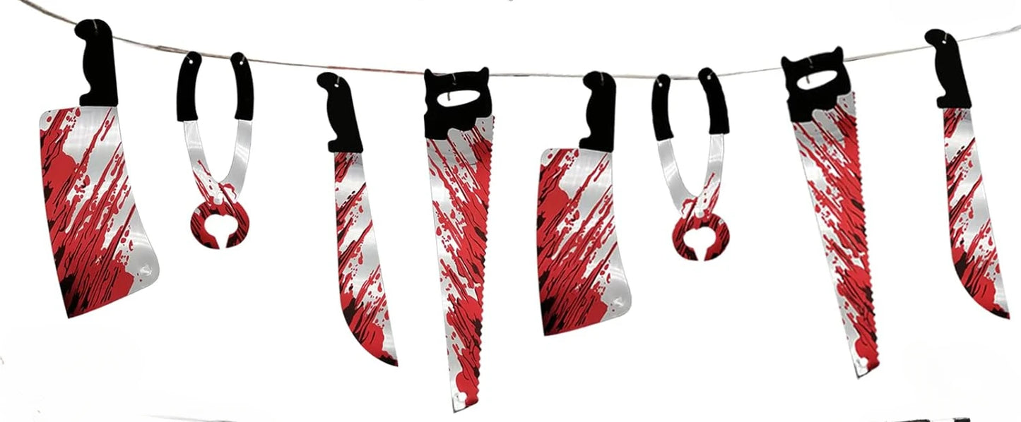 32PCS Halloween Bloody Banner Props. For zombie/vampire party. Fits haunted house. Weapon banner. Great Halloween décor