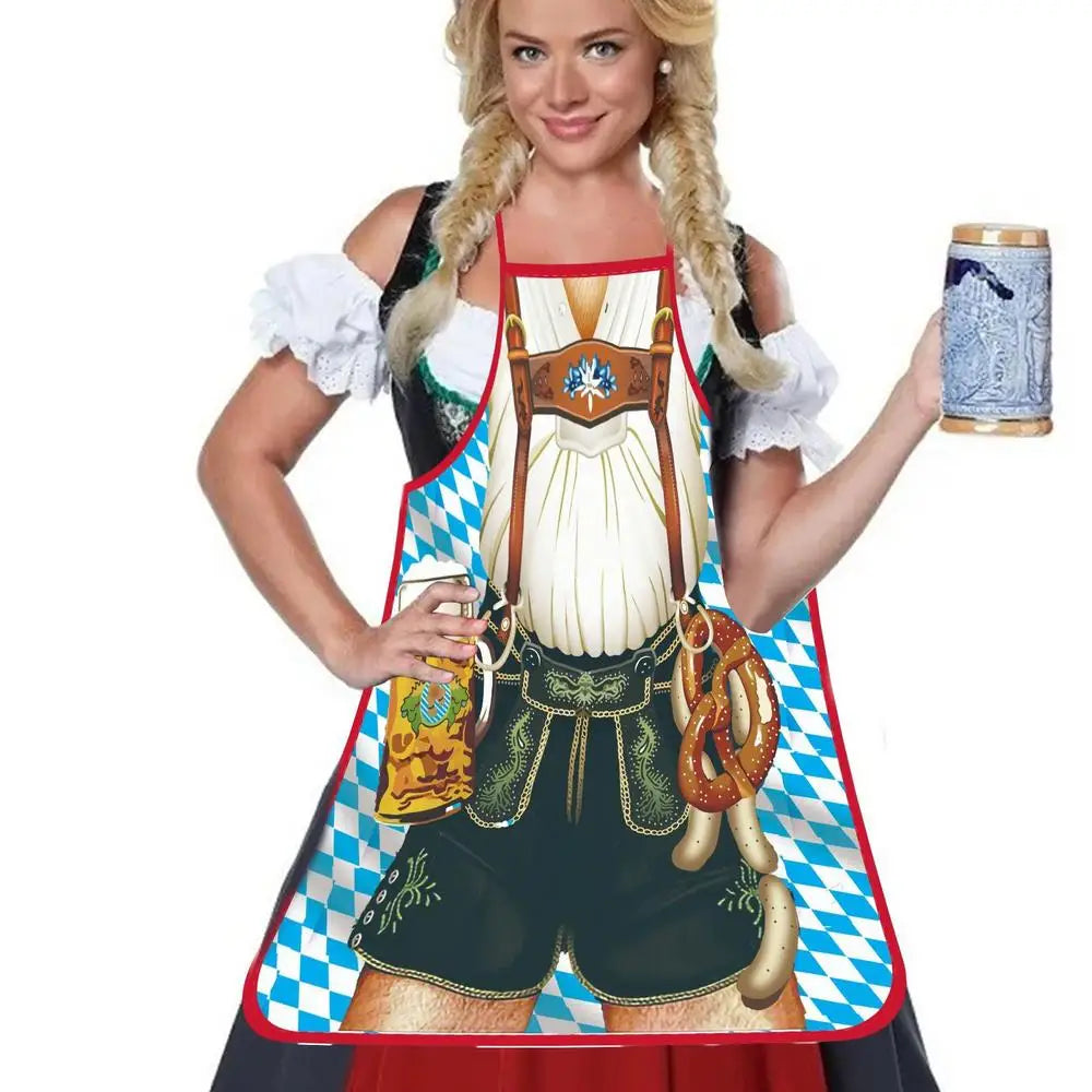 Funny Apron Super Muscle Kitchen Man Women Cooking Aprons Oktoberfest Bavarian Apron Adult Cozinha Tablier Cuisine Pinafore