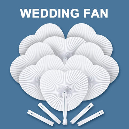 20/100 PCS Foldable DIY Painting Heart Shape Round Paper Fan Wedding Party Guest Gifts Decoration Anniversary Kids Party Favors