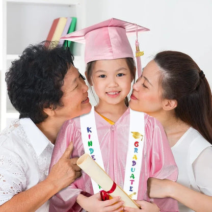 2025 Year Preschool and Kindergarten Graduation Gown Cap Tassel Set with 2025/2026 Charm Printed Stole Grad Gift for Boys Girls