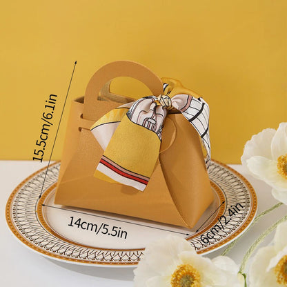 1PC Leather Gift Bags Bow Ribbon Packaging Bag Wedding Favour Distributions Bags Eid Mubarak Candy Packaging Box Mini Handbag