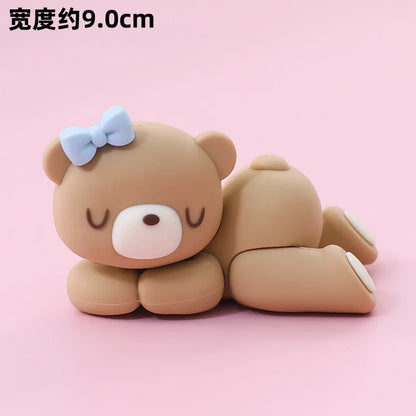 New 3D Pink Blue Bear Cake Topper Cute Mini Bear Doll Cake Decoration Boy Girl Birthday Party Gender Reveal Baby Shower Supplies