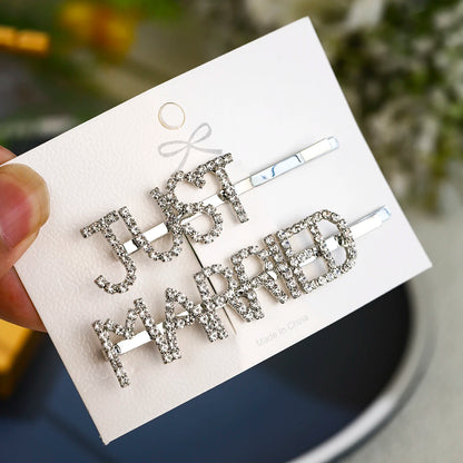 New 2 pieces Silver Bride To Be Rhinestone Word Hair Clips Barrettes Hairpins Small Hairgrips Headwear Hair Styling Accessories