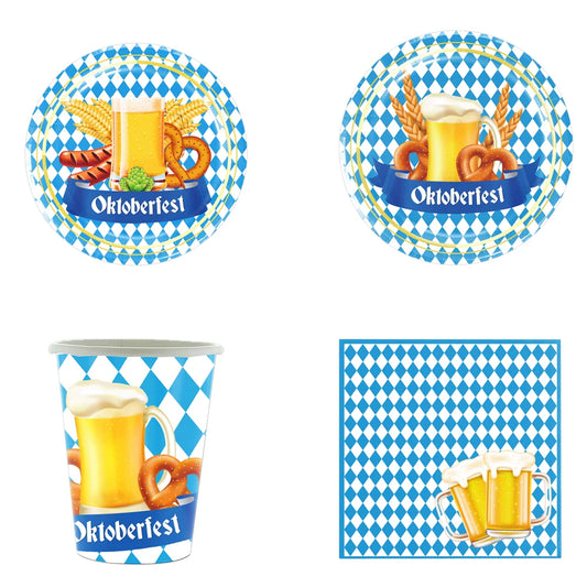 The Oktoberfest Theme Birthday Decorations Party Disposable Tableware Paper Napkins Cups Plates Tablecloths Straw