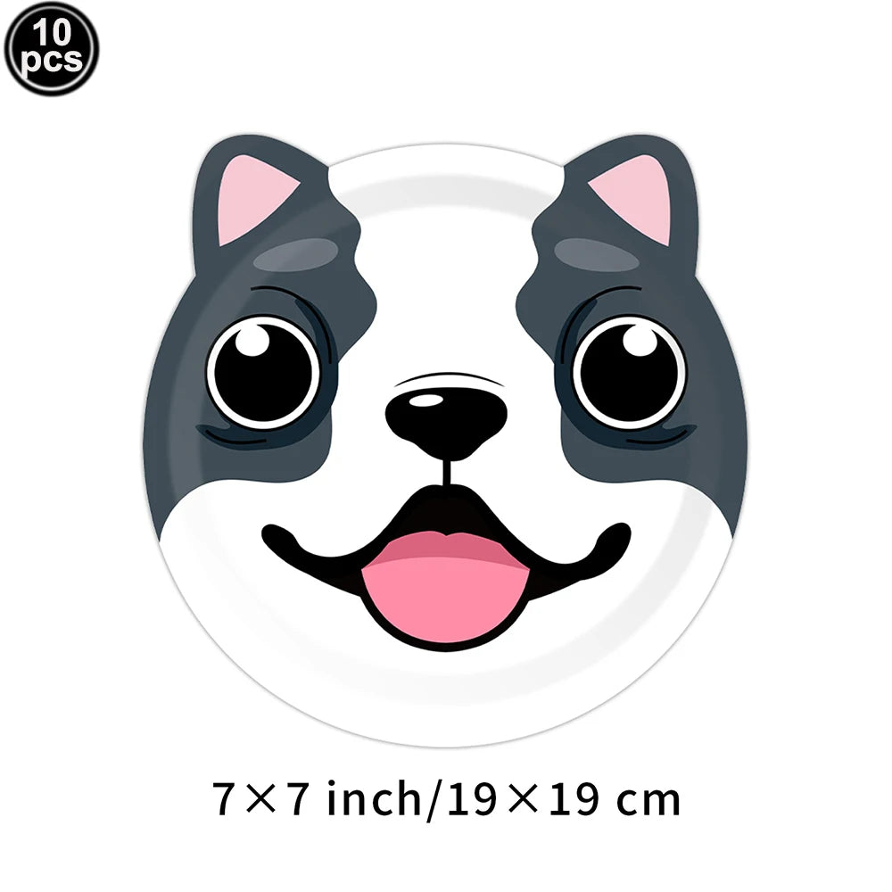 Dog Birthday Party Supplies Pet Dog Disposable Tableware Paper Plates Napkins Cups Puppy Birthday Party Baby Shower Decorations