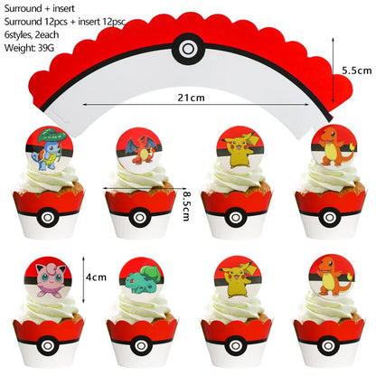 Pokemon Birthday Party Decoration New Lightning Pikachu Balloon For Kids Event Supplies Disposable Tableware Banner Backdrop