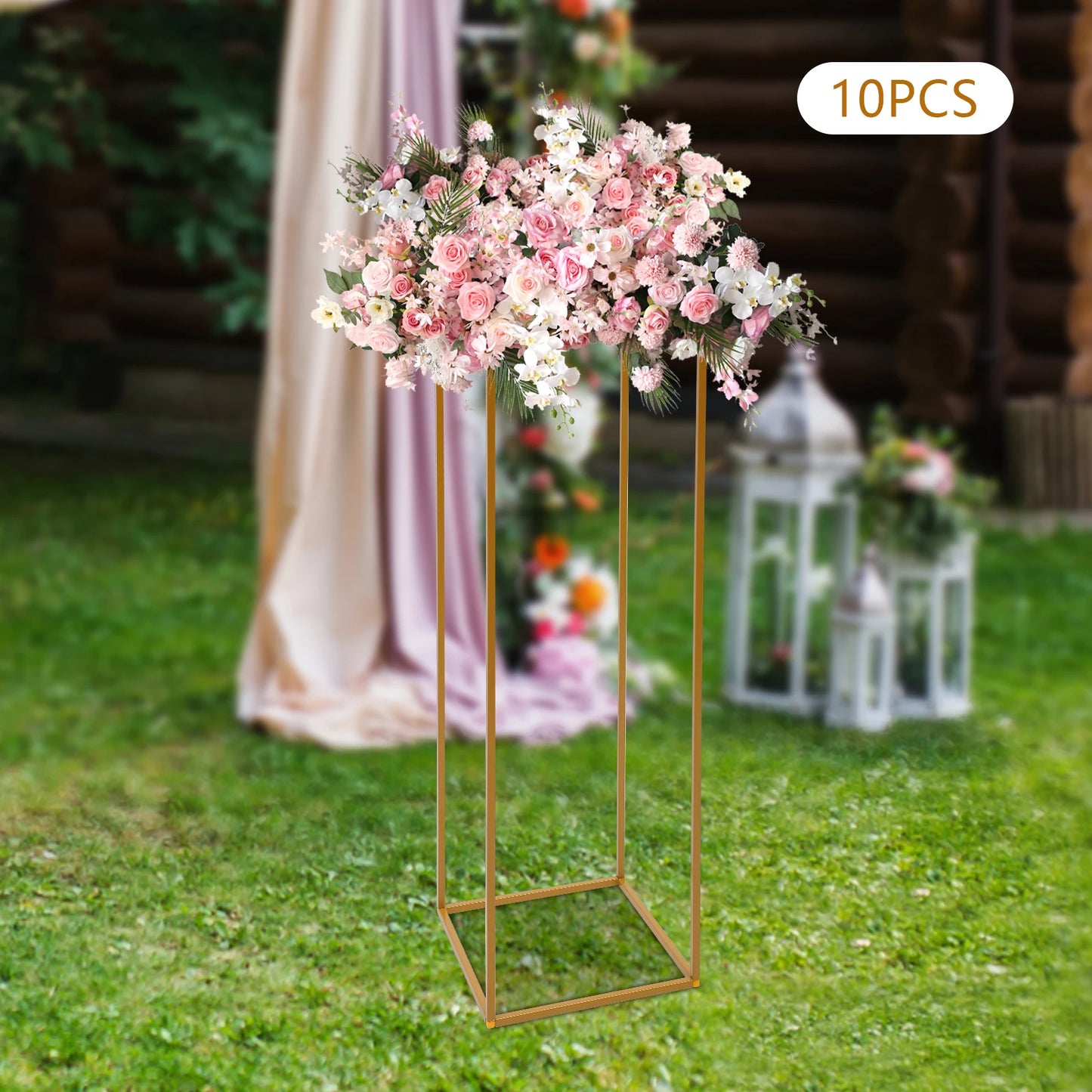 10Pcs/4Pcs Metal Golden Rectangular Frame Backdrop Wedding Rack Arch For Birthday Party Backdrop Wedding DLY Decor