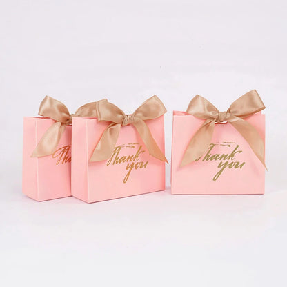 5/10pcs Thank You Candy Box With Ribbon Small Gift Packing Bag For Christmas Wedding Baby Shower Birthday Party gift for guests