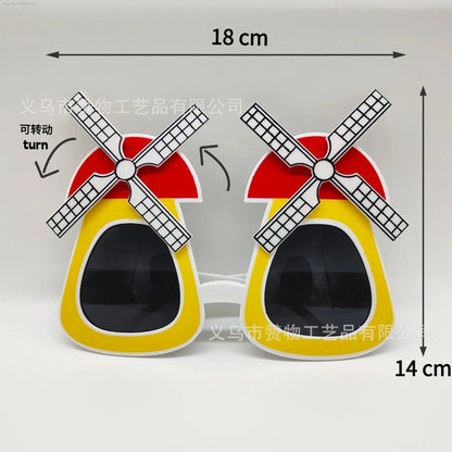 12Pcs Oktoberfest Glasses Plastic Goggles Beer Mug Pattern Glasses Photo Props German Oktoberfest Theme Event Decoration