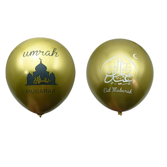 Black Gold Umrah Mubarak Latex Confetti Balloon Eid Mubarak Islamic Muslim Pilgrimage Festival Party Decor  Supplies