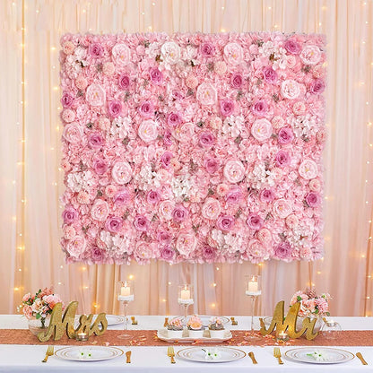 Pink Silk Rose Flower Wall Panels Artificial Flower for Wedding Decoration Baby Show Party Home Bedroom Backdrop Decor