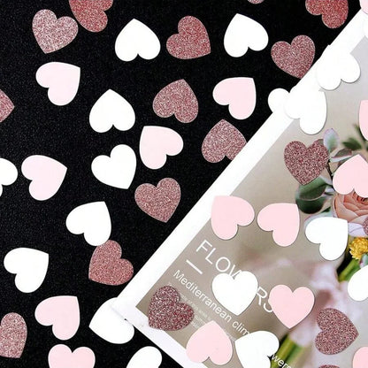 100pcs Rose-Gold Pink White Heart Confetti - Valentine's Day Table Decors, Engagement Wedding Mother's Day gifts Decoration