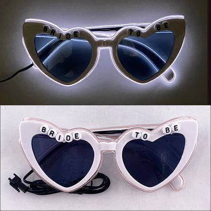 Heart Shaped LED Neon Glasses Luminous Bride To Be Glasses Bachelorette Party Bride Sunglasses gift Wedding Supplies