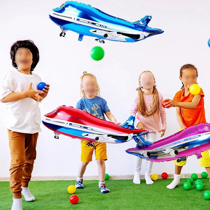 Airplane Party Decoration 12Inch Blue White Latex Balloons Big Plane Foil Cloud Balloon Set for Kids Boys Aviator Theme Birthday