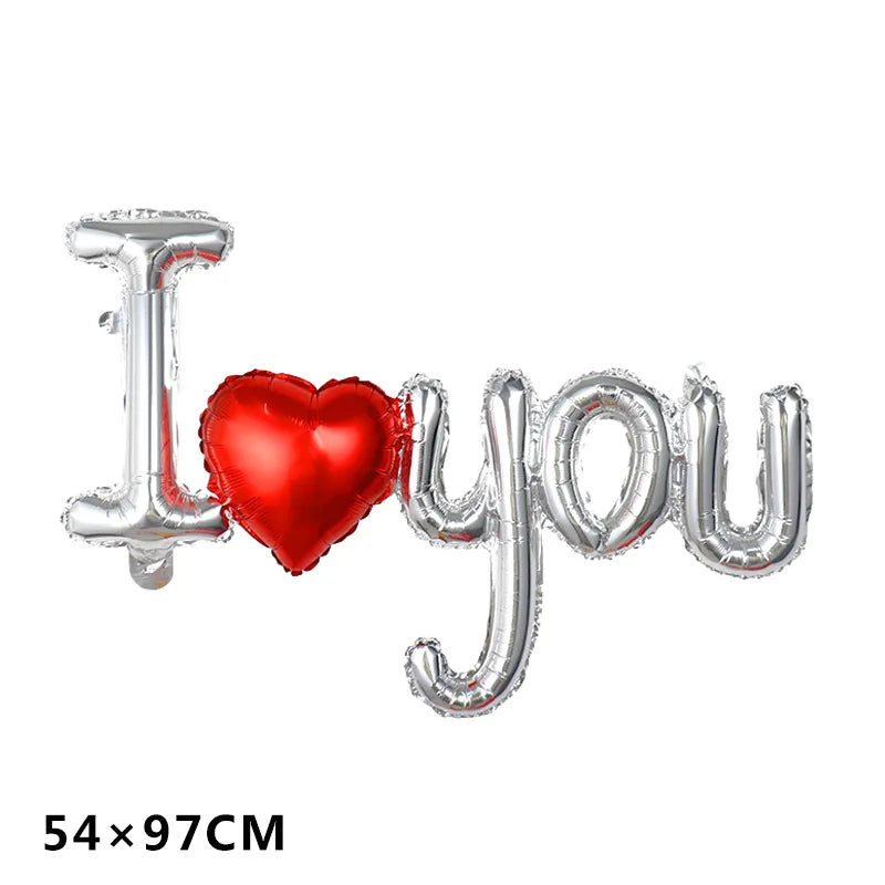 Siamese I Love You Letter Love Balloon Red Rose Gold Foil Balloon Valentine's Day Wedding Decoration Anniversary Party Supplies