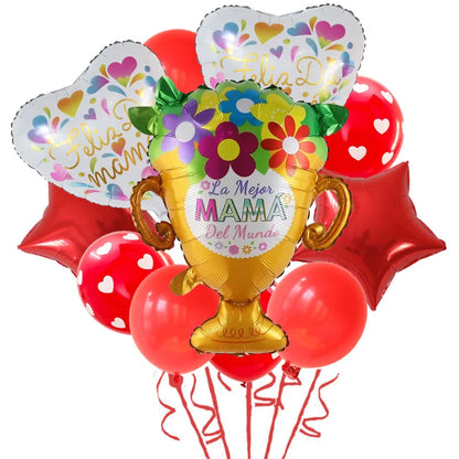 11pcs/Set Best DAD Trophy Spanish Happy Father's Day Foil Balloons English Mother's Day Party Decoration Latex Air Globos Gifts