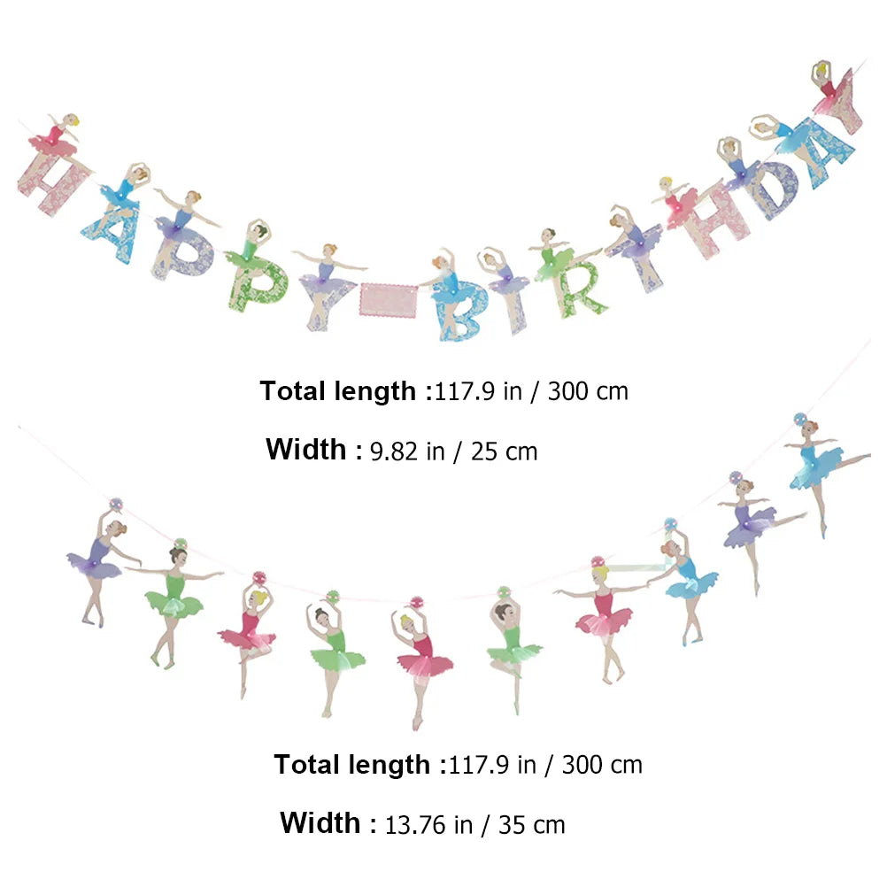 1 Set Ballet Girl Dancing Bunting Banner Ballerina Paper Flag Wedding Hanging Streamer DIY Supplies Party Favors Birthday Decor