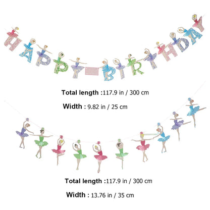 1 Set Ballet Girl Dancing Bunting Banner Ballerina Paper Flag Wedding Hanging Streamer DIY Supplies Party Favors Birthday Decor