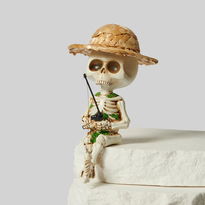 Skeleton Fishing Funny Home Decoration Accessories Creative Gifts Desktop Atmosphere Resin Living Room Decoration Ornaments