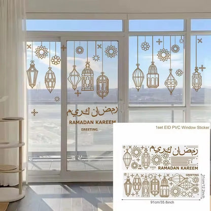 Eid Mubarak Wall Window Stickers Ramadan Decorations for Home 2025 Ramadan Kareem Islamic Muslim Party Decor Eid Mubarak Gifts