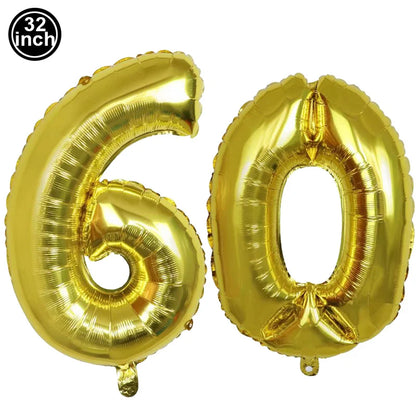 60 Years Birthday Party Decorations Happy 60th Birthday Paper Banner 12inch Latex Balloons 60th Birthday Party Hanging Supplies